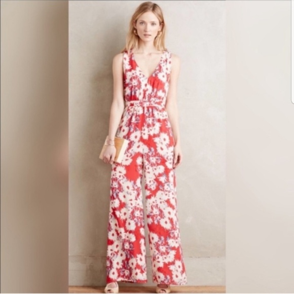 Anthropologie Floral Jumpsuit